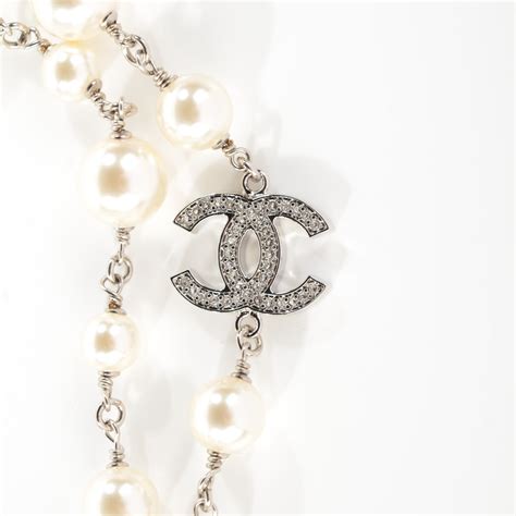 chanel crystal cc necklace silver multicolor|chanel pearl necklace price list.